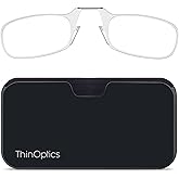 ThinOptics unisex-adult Reading Glasses + Black Universal Pod Case | Clear Frames, 2.50 Strength Readers Clear Frames / Black Case, 44 mm