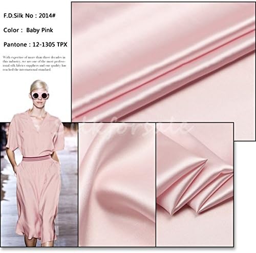 Calababy Baby Pink 16mm Silk Charmeuse Fabric By the Yard, 48 Colors (16MM, NO14, width 45")