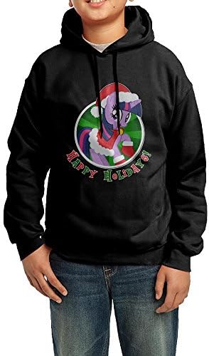 Twilight Sparkle Happy Holidays Christmas Youth Cotton Pullover Long Sleeve Black Hoodie