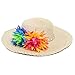 Tomily Kids Multi-Colors Large Brim Flower Link Chain Beach Straw Sun Hats for Girls