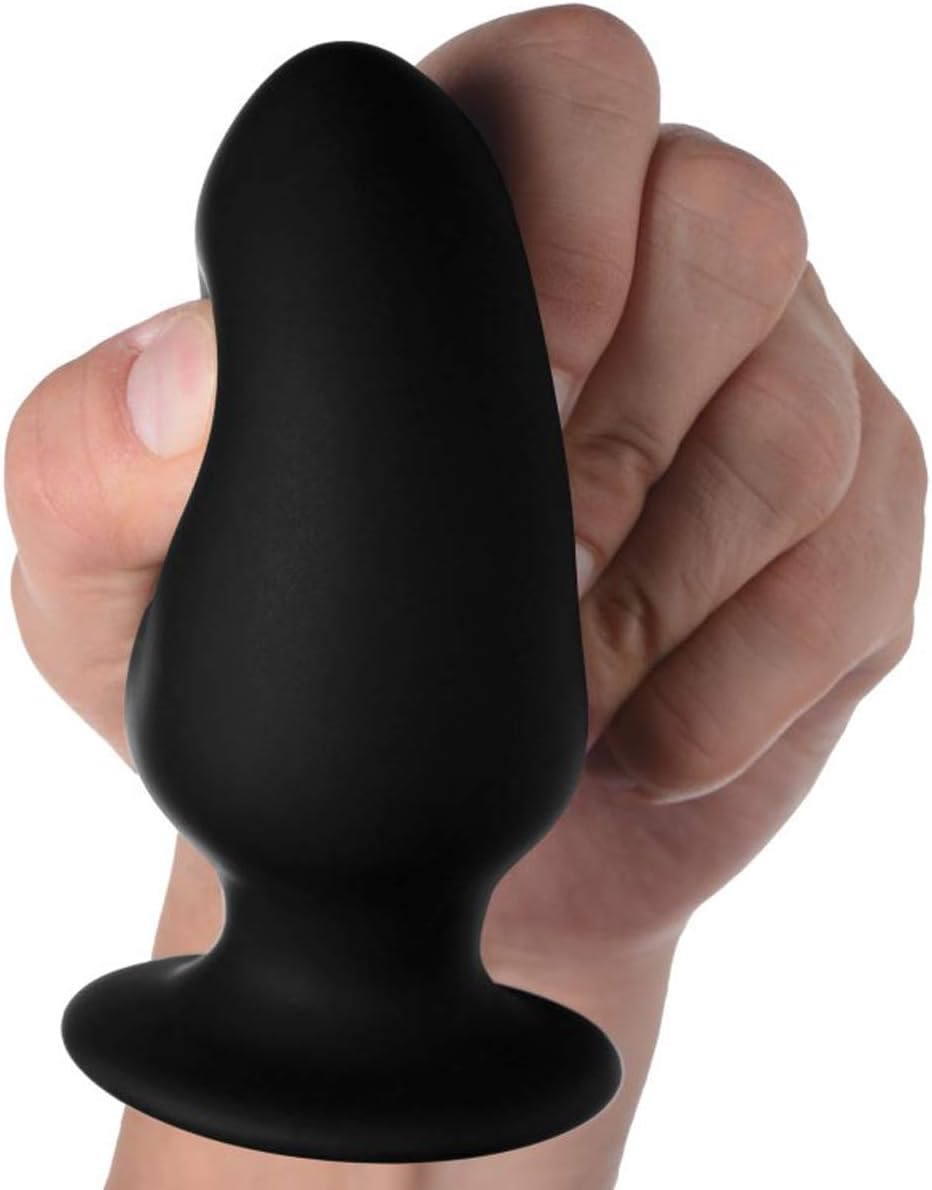 XR Brands Squeezable Medium Anal Plug - Black - Image 5