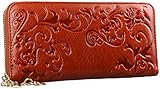 Heshe Womens Leather Long Wallets Organizer Clutch Card Case Holder Wallet Money Clips with Zippered Around Fit 8 Credit Card Slots (Brown-E)