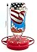 Hummer's Galore Hummingbird Feeders - Glass Hummingbird Feeder with UV Resistant Plastic Wrap for Outdoors Hanging, 16 OZ, All American Flag Design