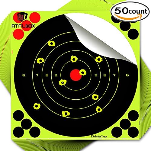 Atflbox Target 25/50Packs-8inch Bulleye Super Splatter and Adhesive Target Rective Shooting Targets for Gun - Rifle - Pistol - Airsoft - Air Rifle