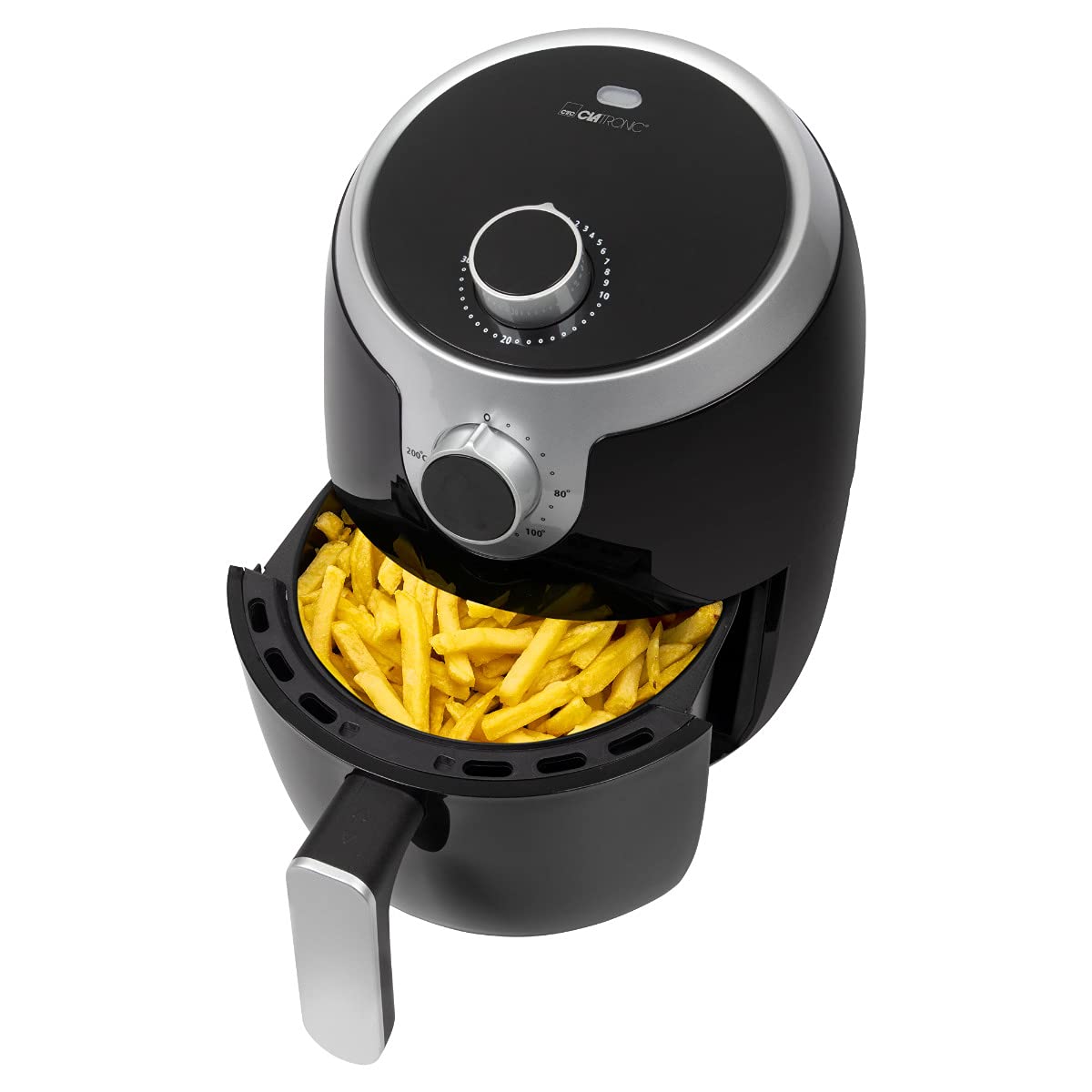 Clatronic Heißluftfritteuse mit 360° Air-Flow | Öl- und fettfreies Frittieren | Airfryer 80°C - 200°C | Heissluftfritteuse 2,5L | Air Fryer mit Abschaltautomatik & Überhitzungsschutz | FR 3816 H 3