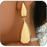 Gold Teardrop Clip On Earrings for Women Vintage Chunky Gold Puffy Tear Drop Statement Earring Fashion Non Pierced Hip Hop Jewelry 70s 80s Accessories