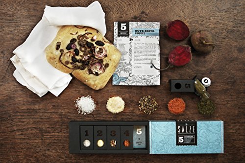MEIN GENUSS Gewürzset Salze – 5 außergewöhnliche Rezepte + 5 grobe & feine Salze und Mischungen - Geschenk-Set zum Einzug – Gewürze Starterset für Kochanfänger - Gewürz-Erstausstattung – Bild 3