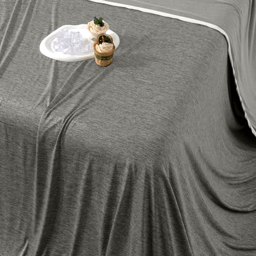 PHF Cooling Blanket King Size 220 x 240 cm, Double-Sided Cooling for Hot Sleepers (Q-Max 0.46+), Lightweight Breathable Summer Blanket for Night Sweats with Rayon Derived from Bamboo, Charcoal