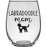 Labradoodle Mom - Premium 21oz Stemless Wine Glass - Gift for Labra Doodle Dog Lovers