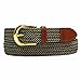 Luxury Divas Black Beige Braided Elastic Stretch Leather Tipped Belt Medium