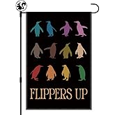 LAGZDFC Flippers Up Garden Flag, Double Sided Farmhouse Outdoor Lawn Decor Yard Flags Gifts, Equality Human Rights Inclusive Progressive Yard Flags, Funny Colorful Penguins Banner, Resist Yard Sign