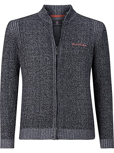 Jan Vanderstorm Herren Strickjacke Ingraban Mit Reißverschluss Und Stehkragen| Meliert | Baumwoll-Mischung | Große Größen L-7Xl Dunkelgrau, L - 52/54