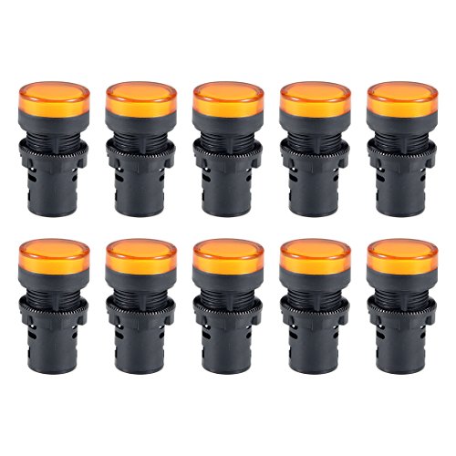 uxcell 10Pcs AC/DC 110V Indicator Lights, Yellow LED, Flush Panel Mount 7/8″ 22mm