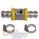 GlowShift 1/2" Fuel Line Fuel Pressure Barbed Push Lock T-Fitting Adapter - 1/8-27 NPT Sensor Port - 304 Stainless Steel - Fits Hose with 12.7mm ID Inner Diameter - Includes Clamps