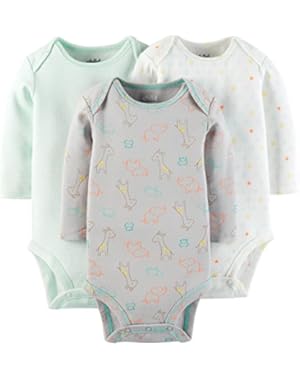 Child Of Mine by Carter's Unisex Baby Long Sleeve Bodysuit 3- Pack