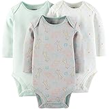 Child Of Mine by Carter's Unisex Baby Long Sleeve Bodysuit 3- Pack