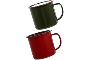 TOBBOMEY 2pcs Retro Enamel Tea Mugs Lightweight High Temperature Resistant Water Cups Practical Household