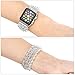 Fohuas Compatible for Apple Watch Bracelet 38mm 40mm 42mm 44mm iWtach Series 4 Series 3 Series 2 Series 1, Crystal Beads Metal Chain Elastic Stretch Apple Watch Band Strap for Women Girl, White