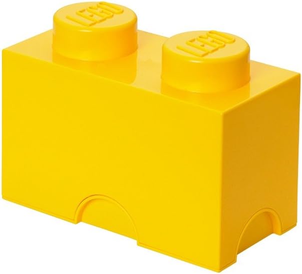 LEGO Storage Brick 2 Knobs Yellow, Stackable Storage Box, 2.6L – LEGO Product, Plastic Storage Box with Lid, Desk Storage, Room Storage, Toy Box
