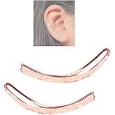 Pair of 14K Rose Gold Filled Hammered Ear Climber Earrings, Crawlers, Long Curved Clip On Pins