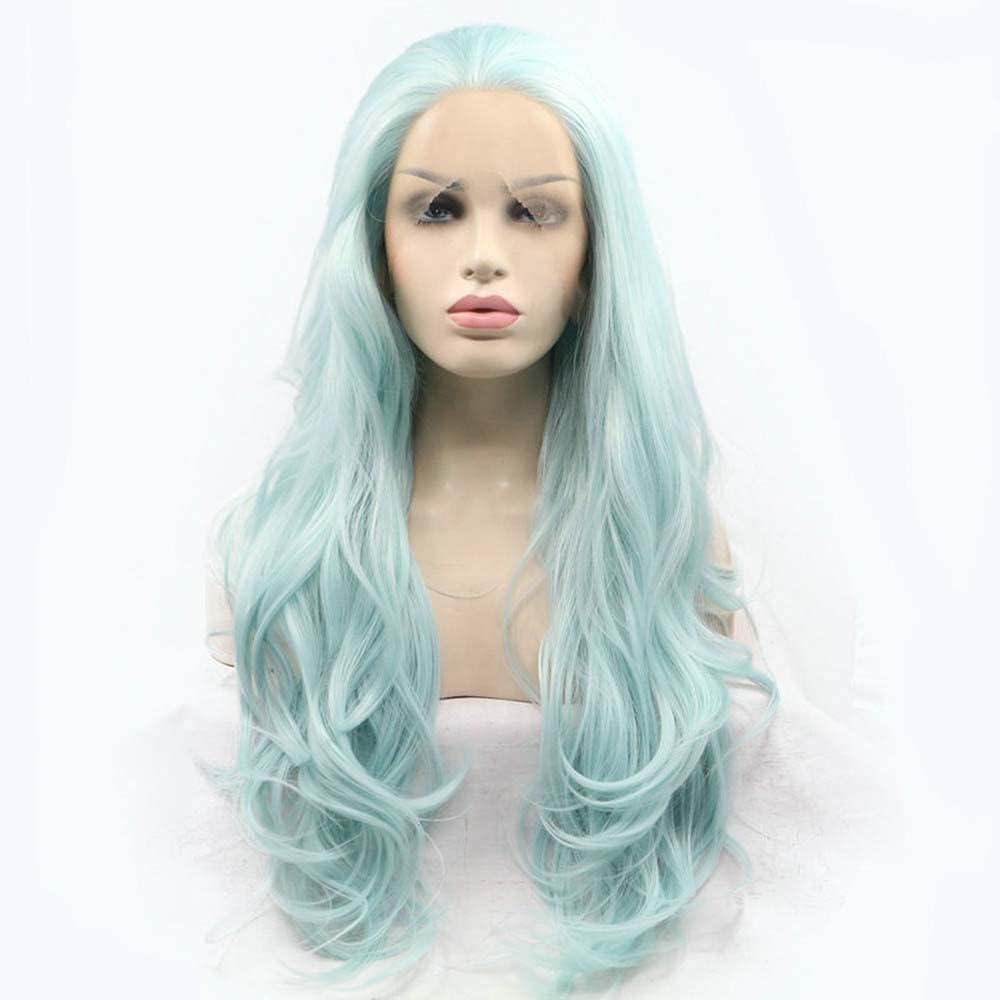 Xiweiya Wigs Mint Green Wigs Synthetic Green T Lace Front Wigs Long Body Wave Hair Heat Resistant Fiber Long Cheap Wigs…… — image 1