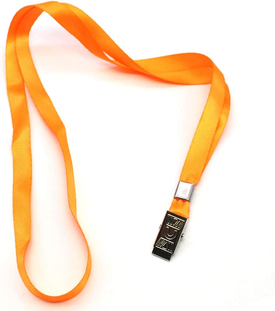 Orange Lanyards 100 Pack 34" Premium Lanyard Bulldog Clips Bulk Nylon Flat Lanyard with Badge Clip (Orange, 100 Pack) - Image 4