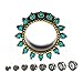 Peki Stainless Steel Screw Fit Tunnel Plugs Top with Antique Copper Gem Flower Design