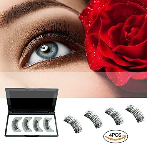 Magnetic False Eyelashes, AMNADOF Dual 3D Fiber Reusable Eyelashes, No Glue Natural Eyelashes (2 Pairs)