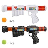 FUNEW Power Popper Gun, Atomic Ball Guns Pump Action Blaster with Green & Orange Soft Foam Balls, Best Gift for Kids - Dual Battle Pack