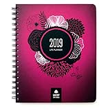 LUCKY Life Planner 2019: Goal Setter + daily/weekly, monthly, and yearly Agenda, Calendar, and Journal (Pink Floral)
