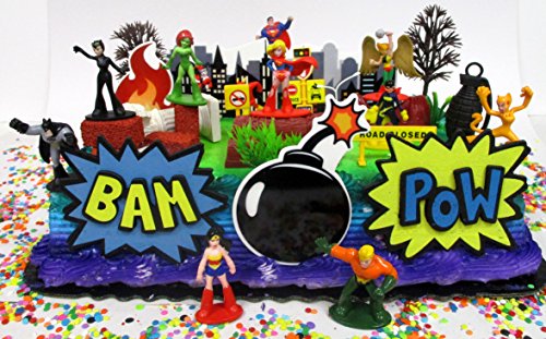 DC Comics Super Hero Girls Birthday Cake Topper Set Featuring Figures and Decorative Themed Accessories - Thumbnail 7