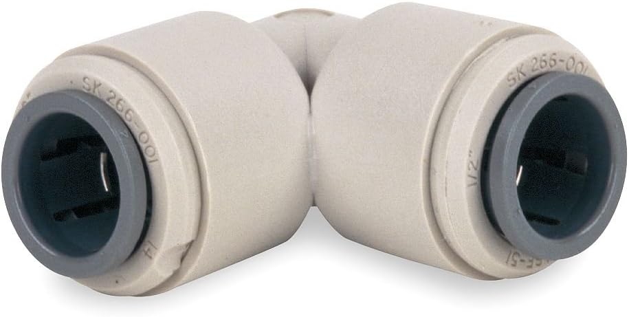 John Guest Equal Elbow 3/8 inch Tube OD x 3/8 inch Tube OD (one supplied), Gray, Klein
