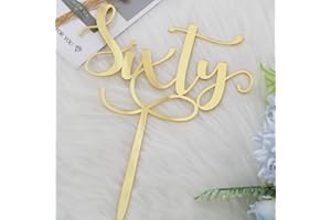 Auteby Acrylic 60th Birthday Cake Topper, Sixty Cake Topper, Cheers to 60 Years Old /60th Anniversary Party Decorations Suppl