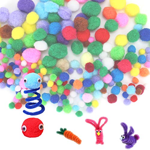 N&T NIETING 950 Pieces Pipe Cleaners Set with Different Style Pipe Cleaners, 3 Size Self-Adhesive Wiggle Googly Eyes, Pony Beads for Craft DIY Art Supplies (950Pcs)