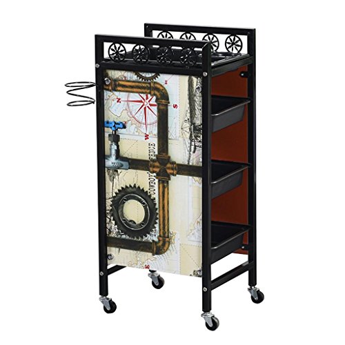 Qfghi Retro Salon Hairdressing Trolley Hairdresser Barber Beauty Storage Hair Spa Roller Cart Salon Tray with 4/5 Pullout Drawers -Service Carts (Color : #2, Size : Four Floors)