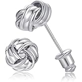 Forget Me Love Knot Stud Earrings | 18K Gold Plated Sterling Silver Post Crossover Gold Earrings for Women