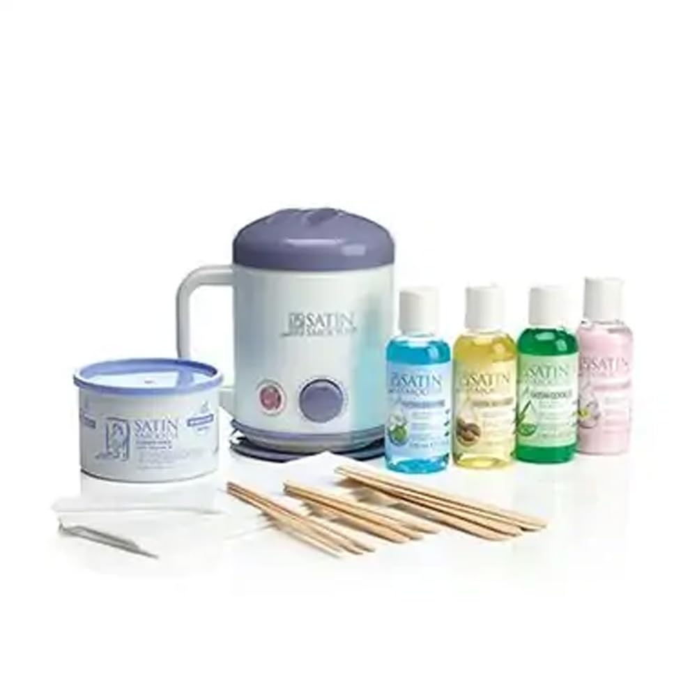 Satin Smooth Select-A-Temp™ Starter Kit - Adjustable Temperature Wax Warmer with Hair Removal Wax and Accessories, Professional Waxing Kit for Face and Body