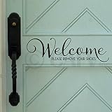 Welcome..Please Remove Your Shoes Vinyl Wall Decal (Black)