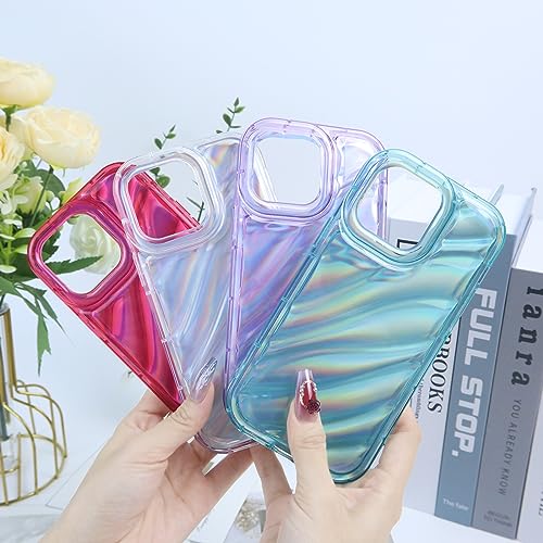 TODXARZC Water Ripple Pattern Case for iPhone 15 Pro Max Case Clear Curly Wave Frame 3D Soft TPU Shockproof Wavy Shape Phone Case for iPhone 15 Pro Max Ultra for Women Girls 6.7