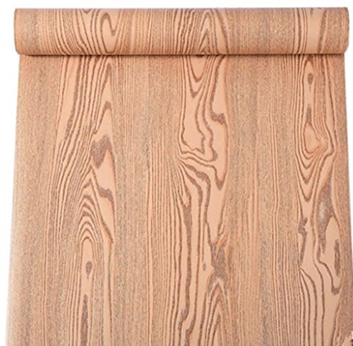 Wood grain furniture Self Adhesive stickers PVC wallpaper cabinets Gloss Film Vinyl Counter Top Decal 15.6inch by 78inch (Red curved woodï¼‰