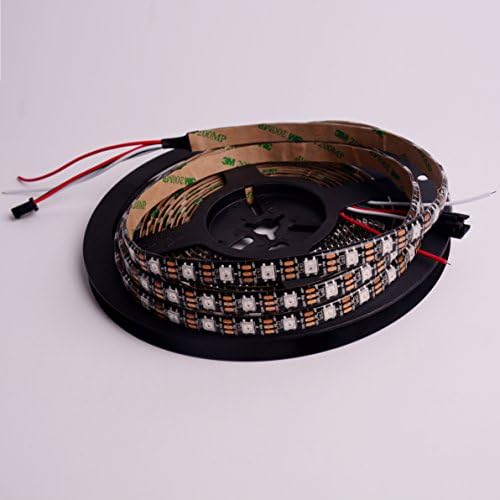 Jercio individually addressable 16.4ft 300 pixels RGB Outdoor Flexible LED strip, with SK6812(Similar to WS2812), Waterproof IP65 Drop Glue, Black PCB DC 5V.