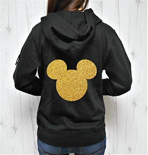 SGC Women's Glitter Mouse Head Hoodie, Mouse Head Zip-Up, Mouse Head Jacket Zipup, Glitter Mouse Head
