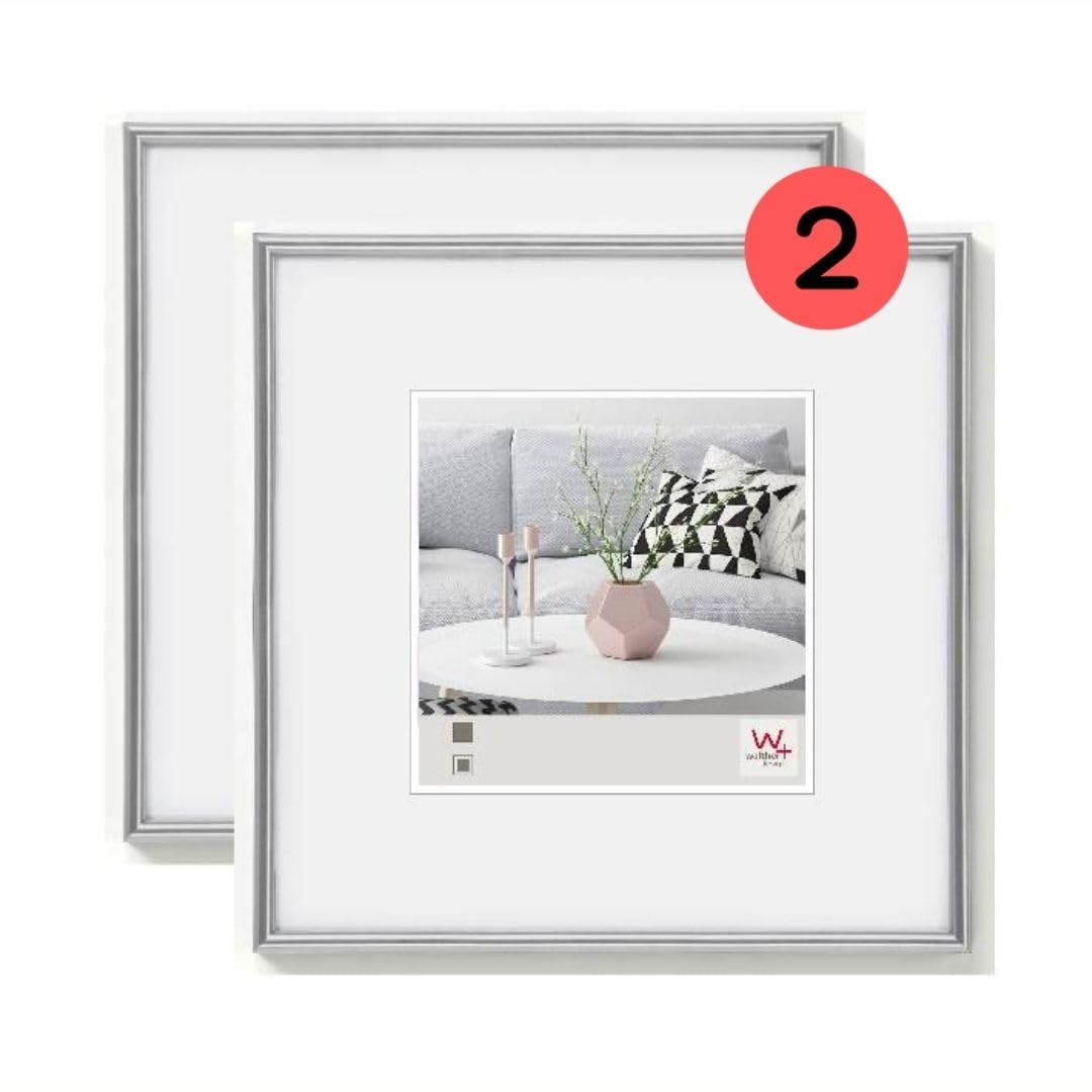 walther Design Picture Frame Silver 30 x 30 cm Twin Pack, Galeria Plastic Frame KS330HD