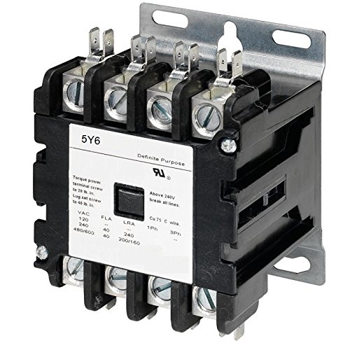 5y6 40 AMP DEFINITE PURPOSE CONTACTOR 4 Pole 120V Lighting Heating Refrigeration 1225 Sound