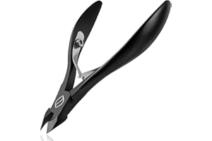 FERYES Cuticle Cutters 1/2 Jaw - Professional Stainless Steel Cuticle Clippers Nail Cuticle Remover Tool, Nail Dead Skin Clipper - BLACK