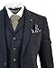 Mens Herringbone Tweed Navy Blue Check 3 Piece Wool Suit Peaky Blinders Tan