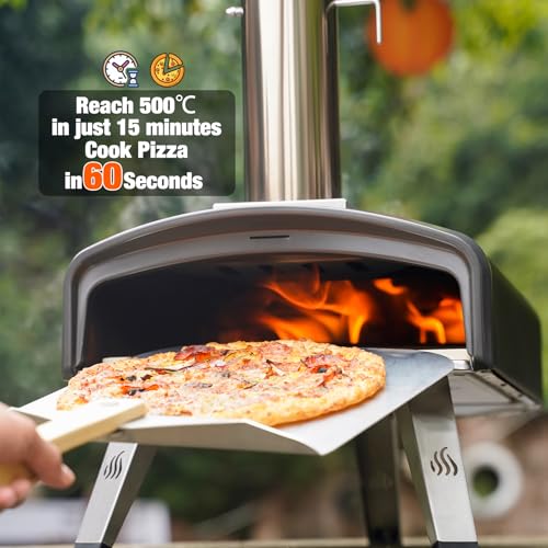 Mimiuo Outdoor Pizza Oven with 33cm Square Pizza Stone Portable Pizza Oven for Charcoal and Firewood