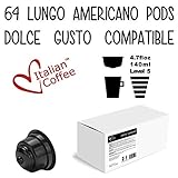 Dolce Gusto compatible, Italian Coffee Espresso capsules (Lungo Americano, 64)