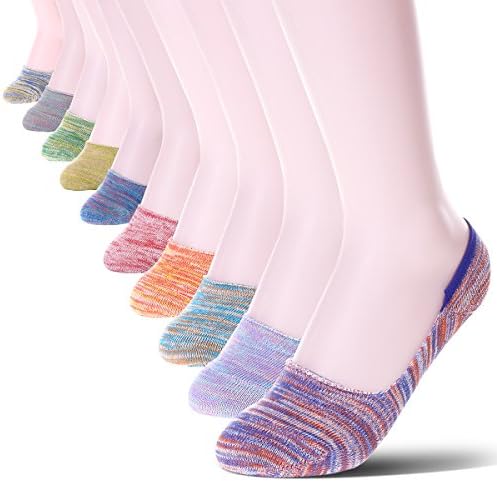 Womens 10 Pack Thin Casual No Show Socks Non Slip Flat Boat Line Low Cut
