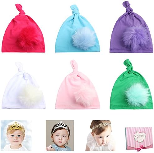 9 Pcs Toddler Pom Knot Hat Gold Silver Crown Headband Lace Headband For Toddler